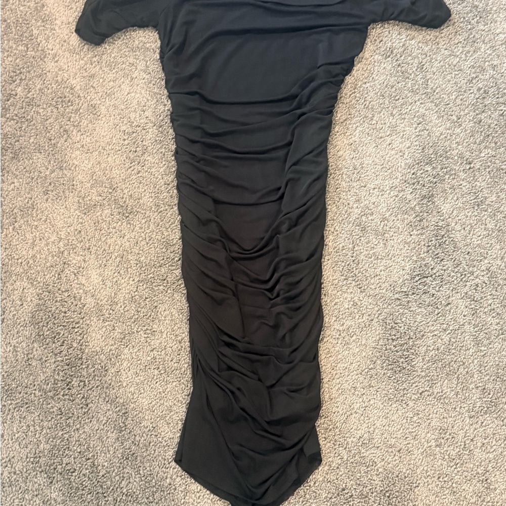 Elegant Black Off Shoulder Ruched Dress